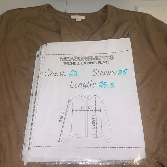 J. Jill Faux Suede Asymmetric Moto Jacket Size Large Camel Brown Chic Layering - Picture 7 of 7